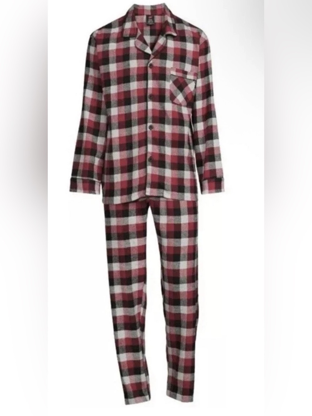 Hanes Men’s Plaid Pajama Set - Red, Black & White Size 2XL
